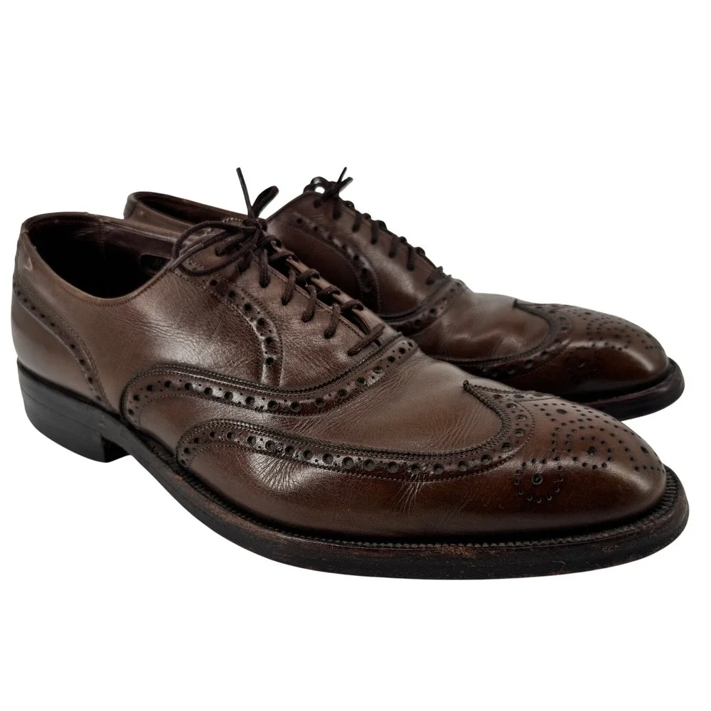 Allen Edmonds Boulevard 6375 Brown Leather Wingtip Oxford Shoes‎ Mens 10.5 C USA